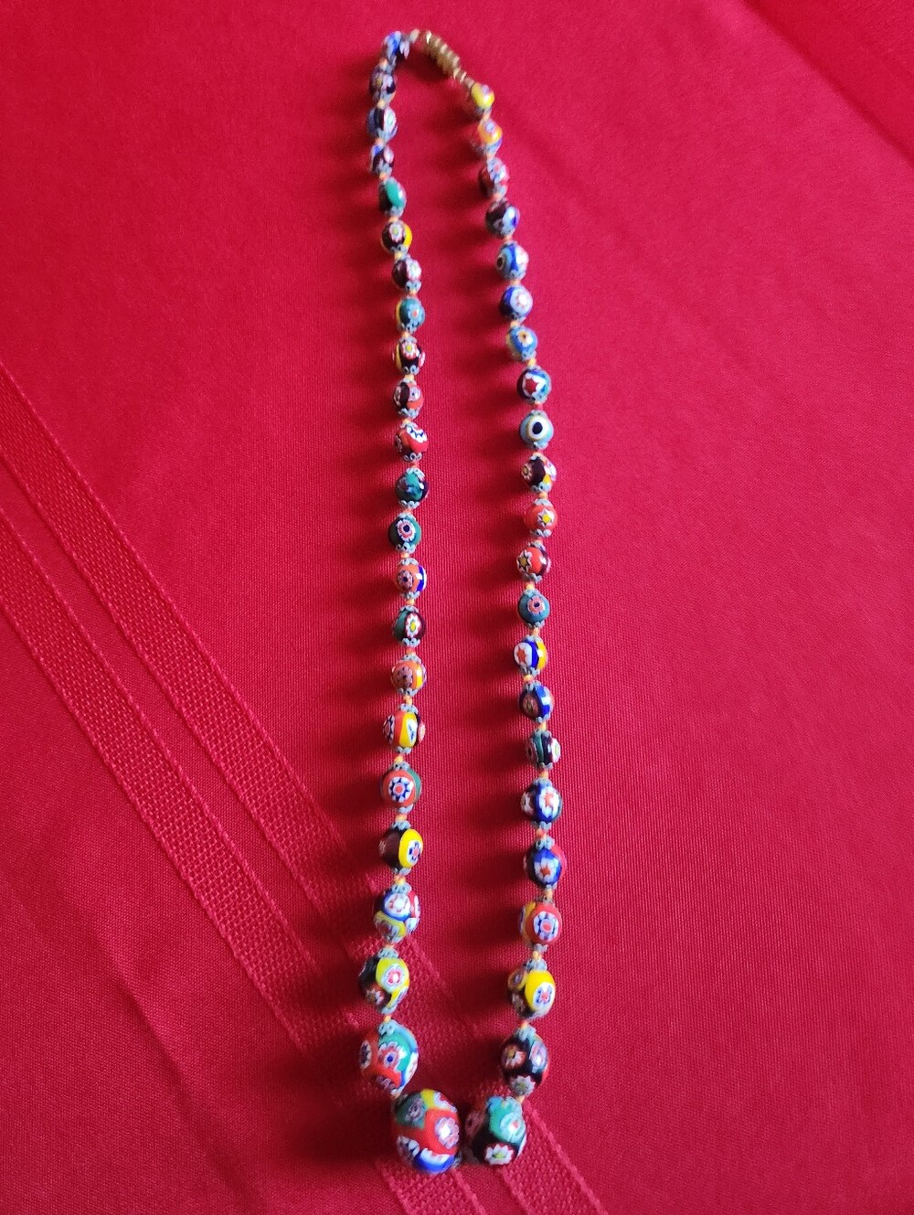 Vintage Multicolor Millefiori Glass Bead Necklace - Women Jewelry